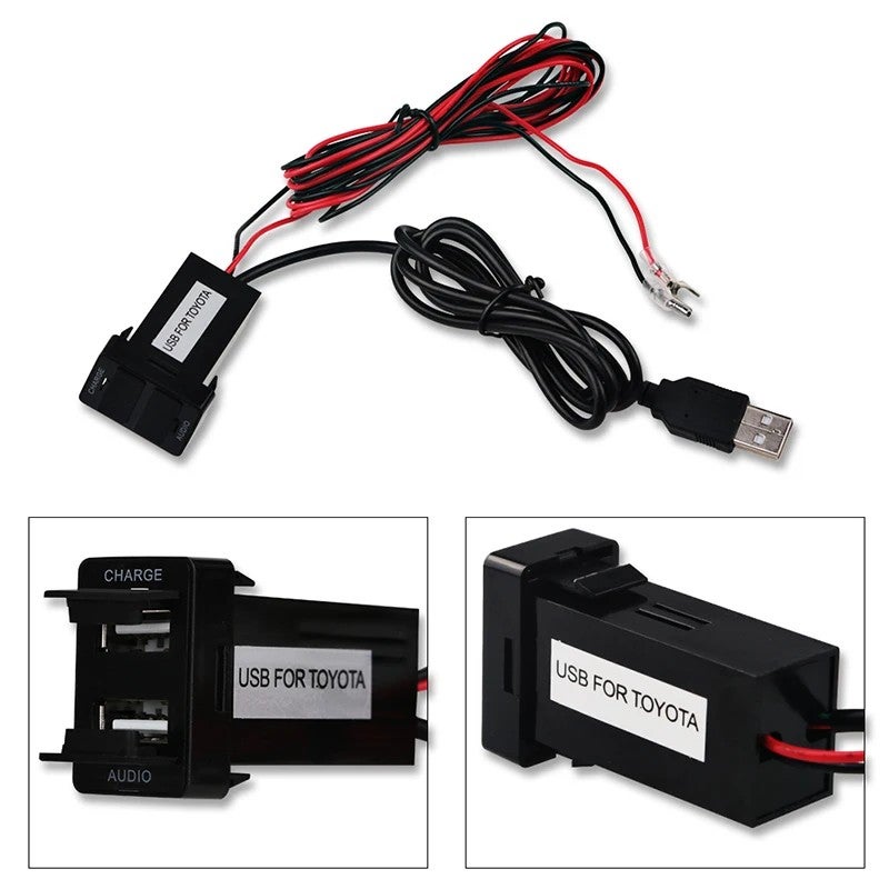 Y&D 12/24V Car USB Charger & Audio Adapter for Toyota Camry Corolla RAV4 4Runner Tacoma - Fast Car Phone Charger & Automobile Accessories - Image 3